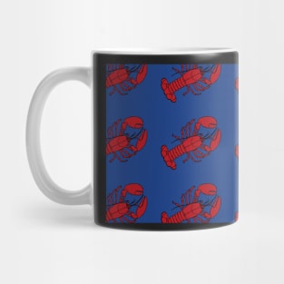 Red Lobsters on Blue Background Lobster Sea Life Animal Social Distancing FaceMask Mug